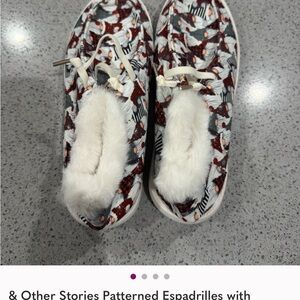 Patterned Women's Espadrilles with Faux Fur Lining sz 9.5